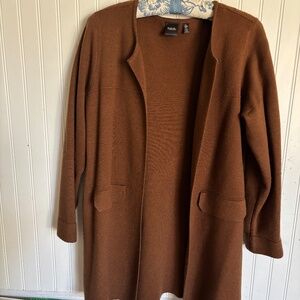 Rafaella M Chestnut Brown Long Open Cardigan Sweater Size XL